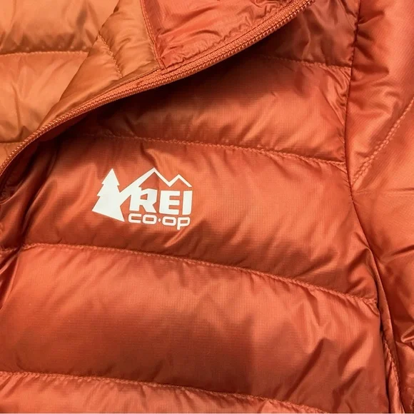 REI co-op 650 Down Puffer Jacket Womens Large redrock outdoor hiking lightweight - Picture 5 of 14